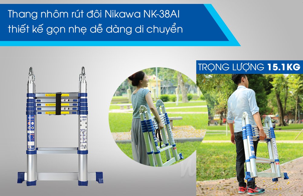 Thang nhôm NK-38AI thiết kế hiện đại dễ dàng di chuyển