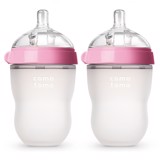 Bộ hai bình sữa Comtomo 250ml màu hồng được sản xuất tại Hàn Quốc