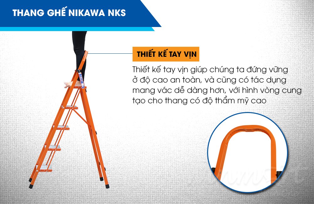 Tay vịn được thiết kế hình vòng cung chắc chắn