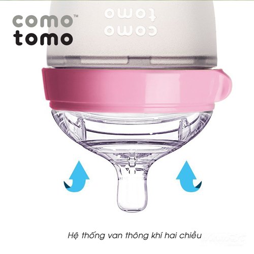 Bình sữa Comotomo 250ml màu hồng dành cho bé từ 6 tháng tuổi