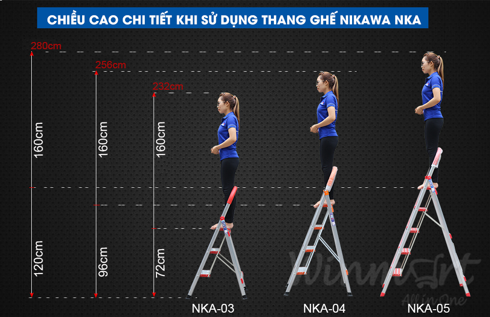 Các loại thang nhôm ghế Nikawa