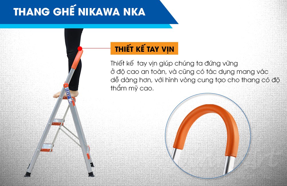 Thang ghế NKA-04 được làm từ chất liệu nhôm bền bỉ