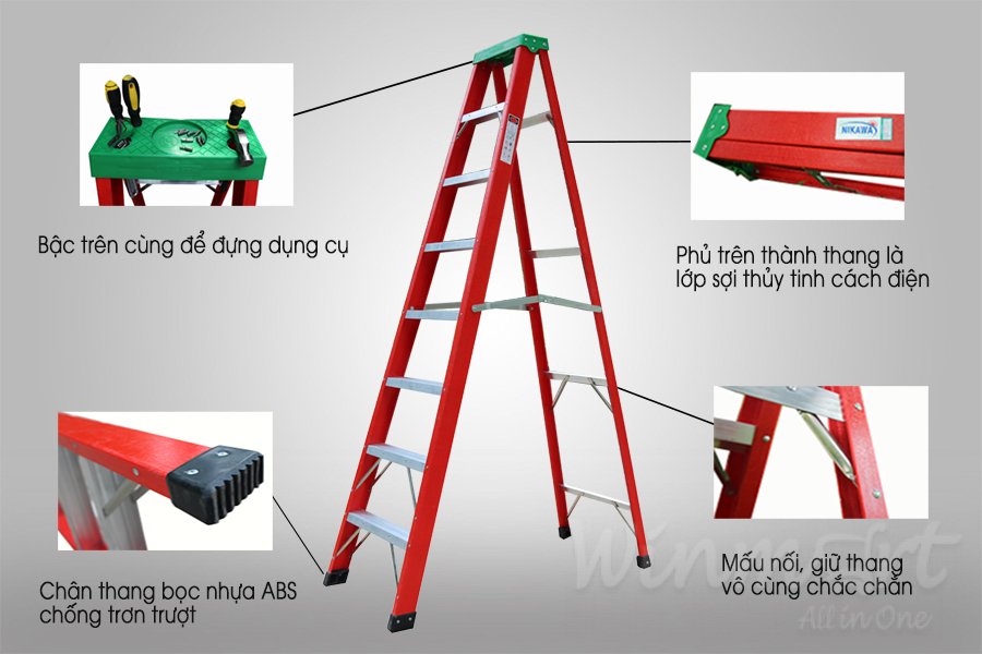 Thang cách điện chữ A thiết kế thông minh ít tốn diện tích