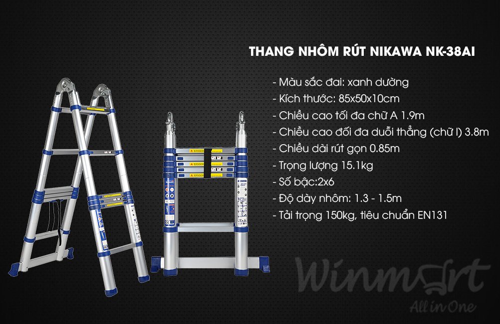 Thông số kỹ thuật thang nhôm NK-38AI