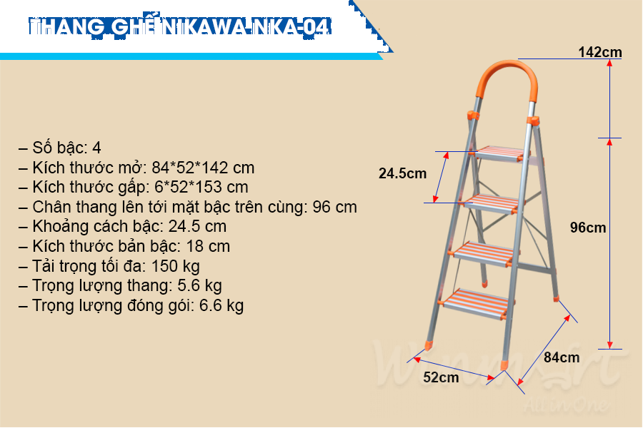 Thông số kỹ thuật thang ghế NKA-04