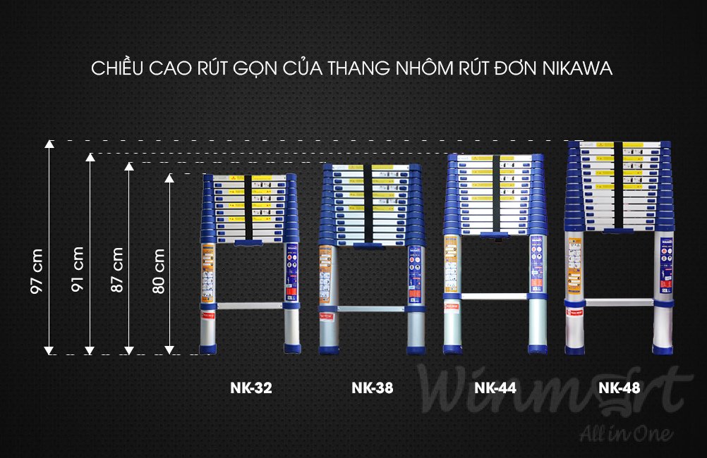 Thang nhôm rút đơn Nikawa NK-38 thương hiệu thang nhôm số 1 Việt Nam