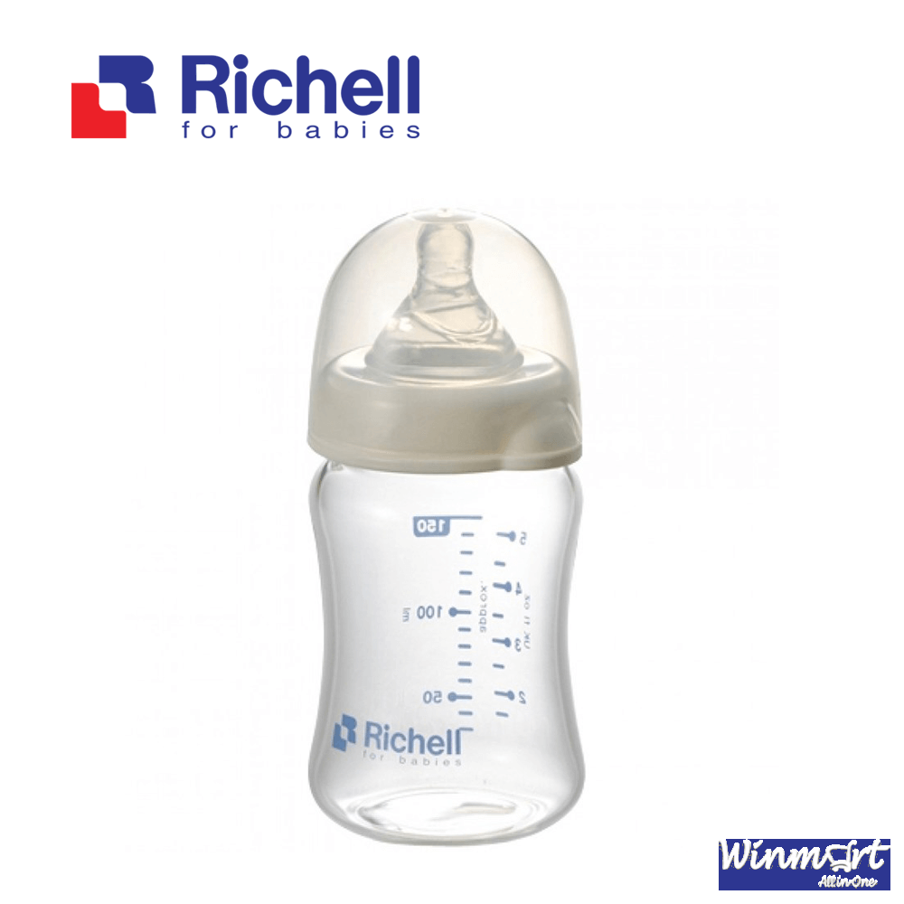 Bình sữa thủy tinh cổ rộng Richell mã RC98142 chất liệu đảm bảo an toàn