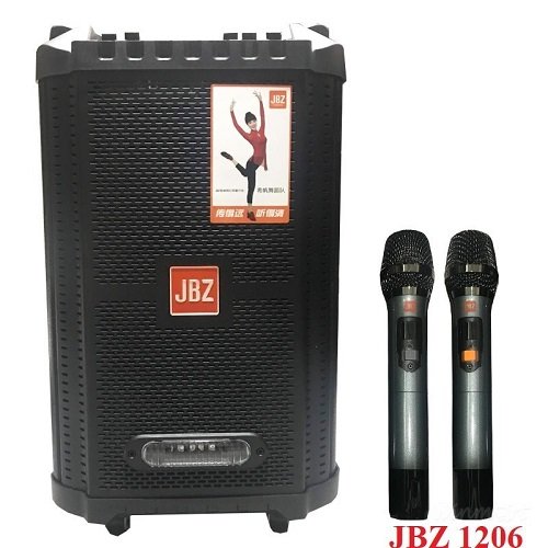 Bộ Loa kéo JBZ-1206 loa Bass 3 tấc vỏ gỗ tặng 2 Mic_Winmart.onl
