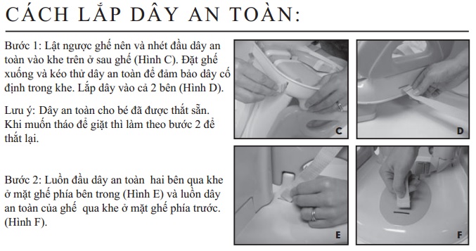 Cách lắp dây an toàn Ghế ăn Deluxe