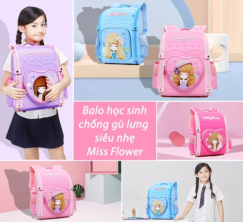 Cặp sách chống gù Happy đính logo gấu_Winmart.onl