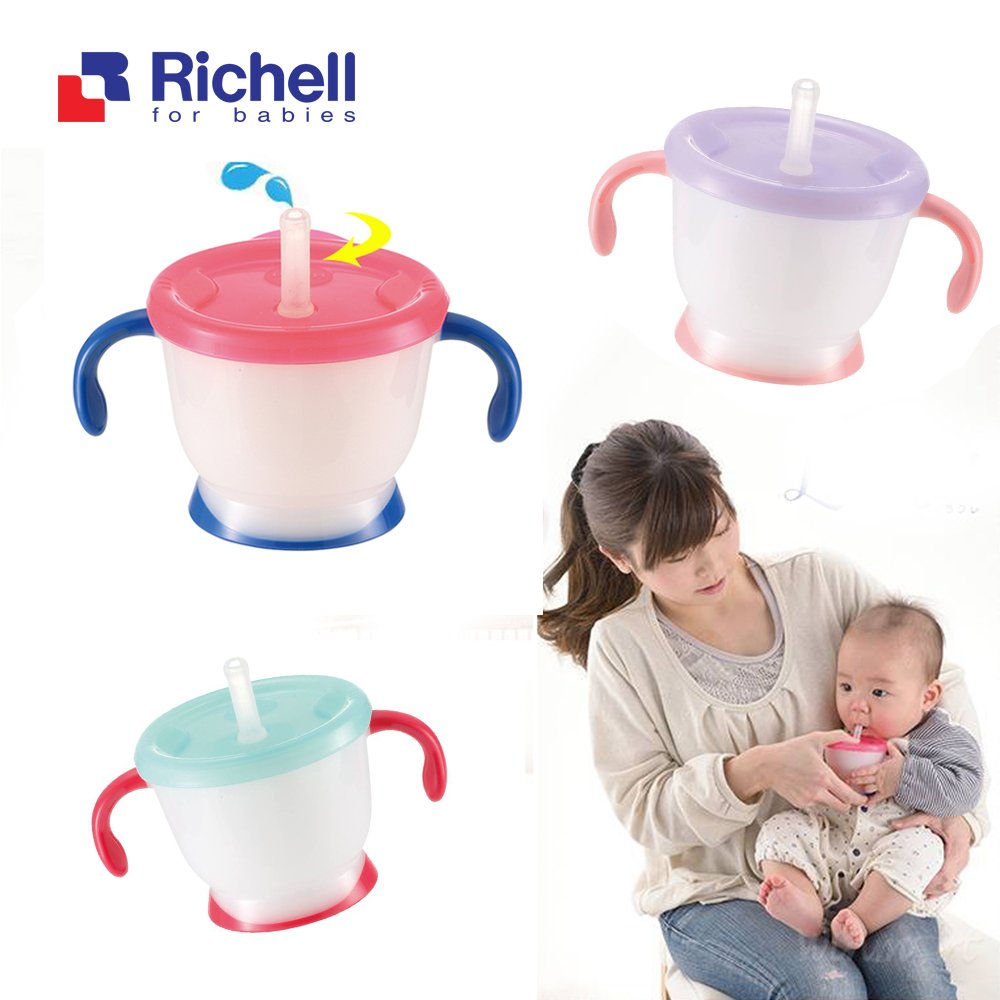 Cốc tập uống 3 giai đoạn tay xanh Richell