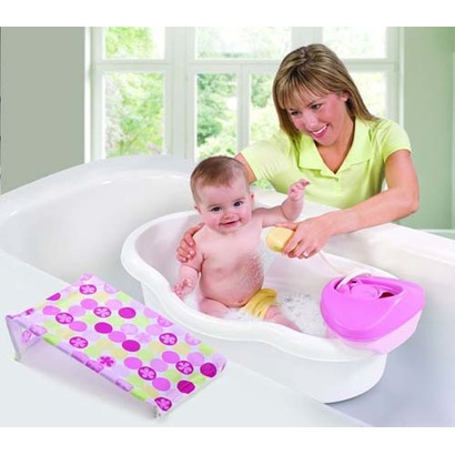 Chậu tắm có vòi hoa sen màu hồng cho bé chất liệu cao cấp