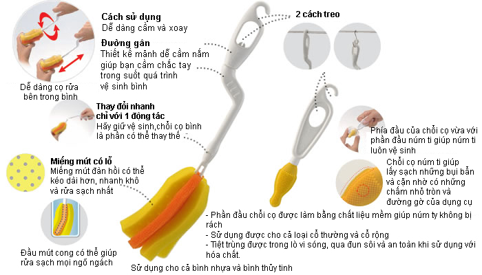 Chổi cọ bình sữa Richell dễ sử dụng