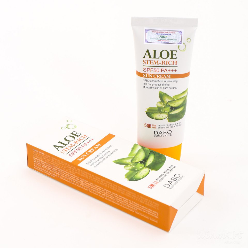 Combo 2 Kem chống nắng dưỡng da Lô hội DABO Aloe Stem rich 70ml