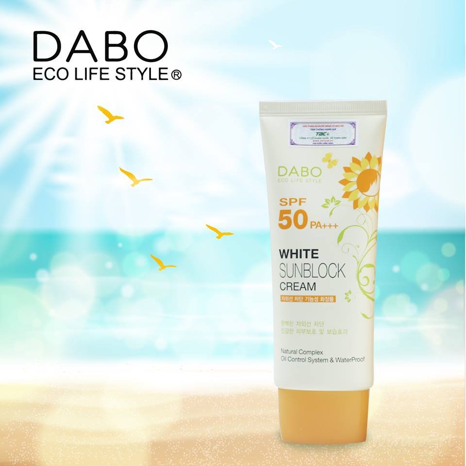 Combo 2 Kem chống nắng, trắng da White Sunblock Cream DABO SPF 50+++ 70ml 