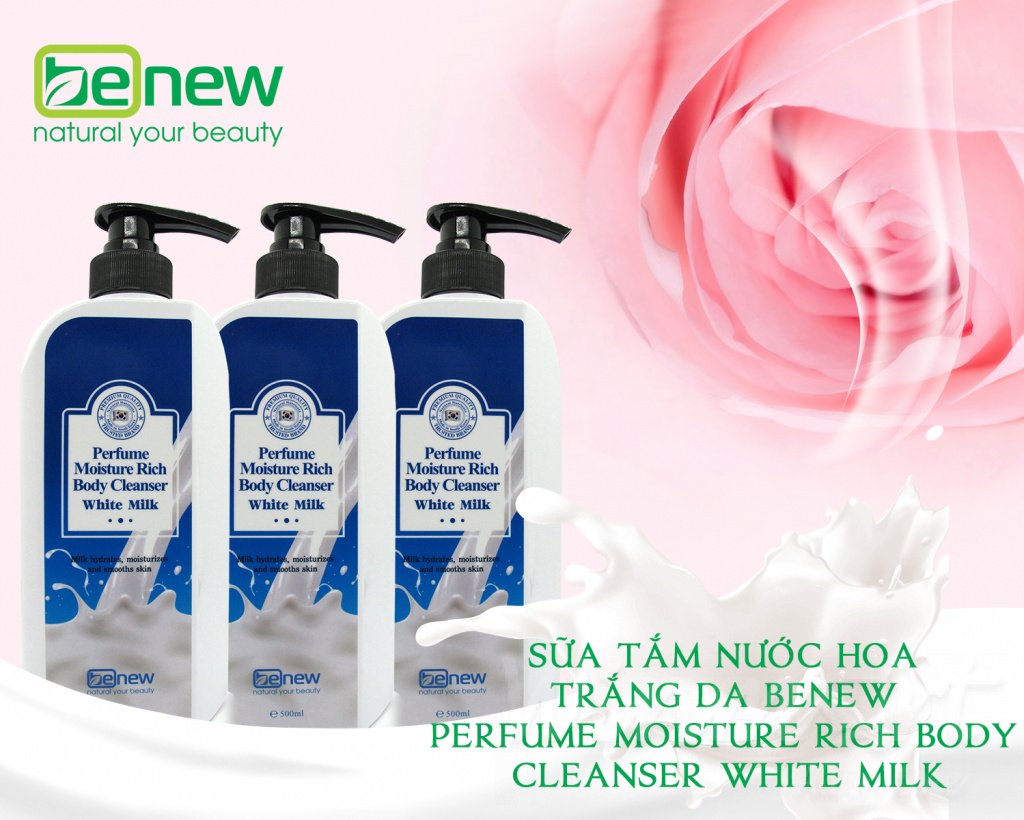 Sữa tắm Nước hoa Dưỡng ẩm Trắng da BENEW Perfume Moisture Rich White Milk 500ml