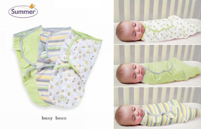 Set 3 chăn quấn Busy Bee size S hoặc size M an toàn cho bé