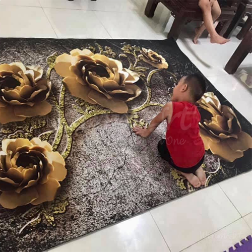 Thảm lì 3D xuất đi Bali họa tiết hoa lá mẫu 9_Winmart.onl