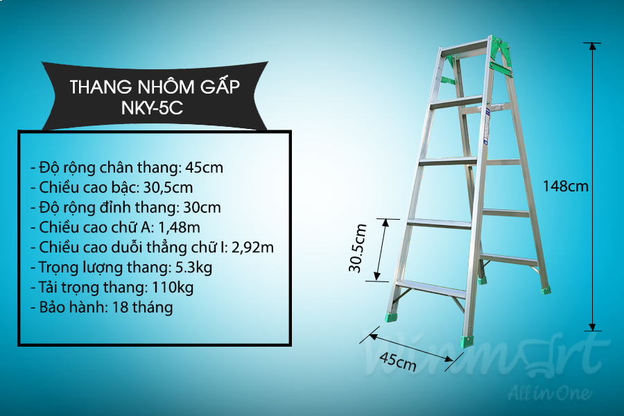 Thang nhôm gấp Nikawa  NKY-5C an toàn và tiện dụng