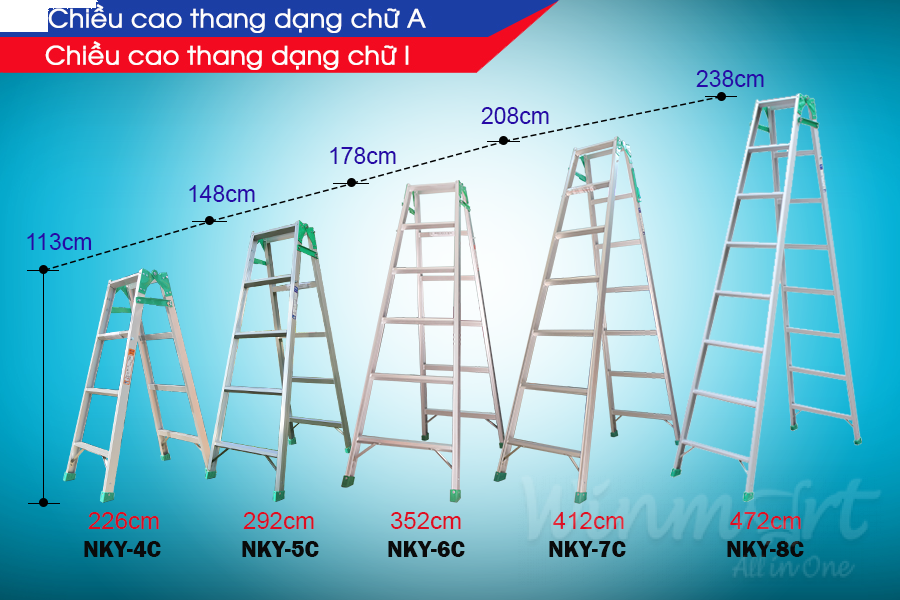 Thang nhôm gấp Nikawa  NKY-8C giá tốt nhất tại Winmart.onl