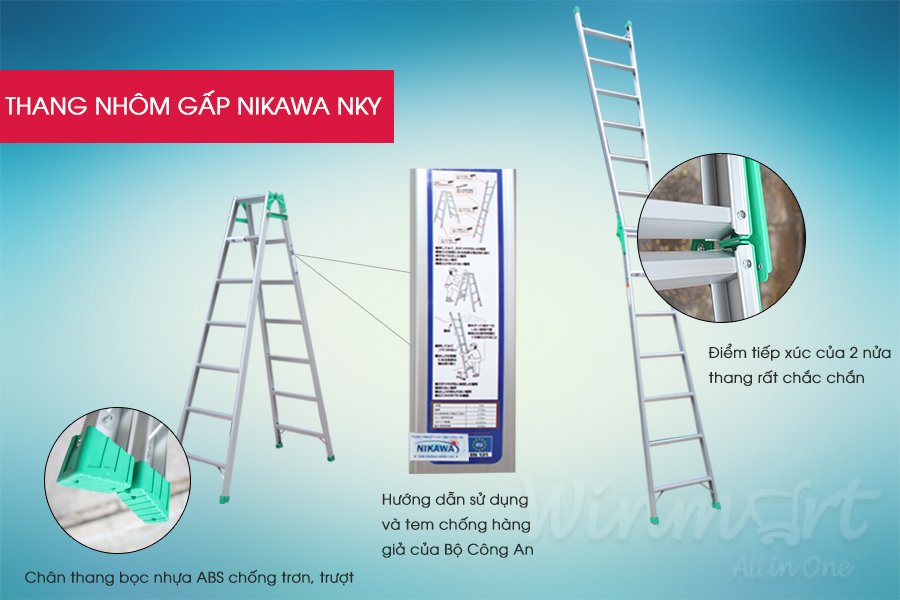 Thang nhôm gấp Nikawa  NKY-8C hàng chính hãng tại Winmart.onl