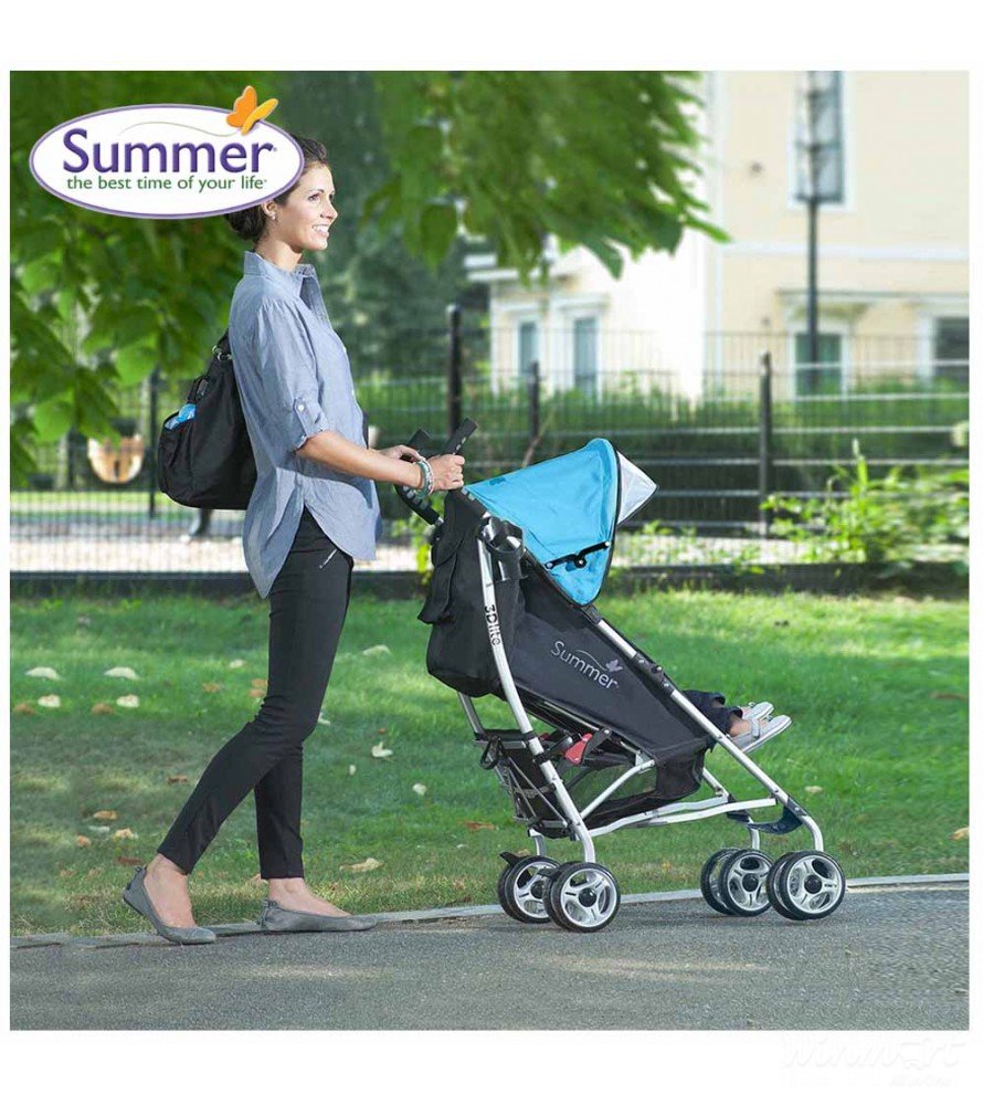 Xe đẩy siêu nhẹ màu xanh lam bánh xoay 360 độ Summer