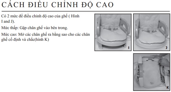 Ghế ăn Deluxe hồng có nấc điều chỉnh độ cao 