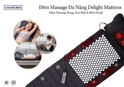 Đệm Massage Toàn Thân Có Gối Lăn Hồng Ngoại Lanaform Delight_Winmart.onl