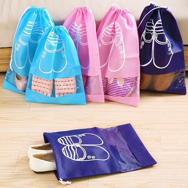 5 Túi vải đựng giày chống bụi có dây rút nhiều màu lựa chọn