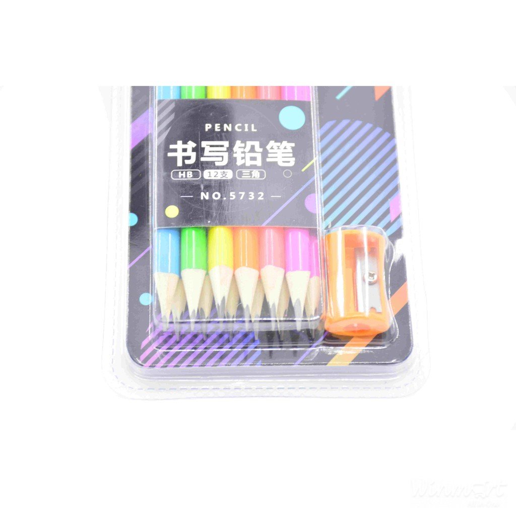 Bút chì 12 màu 3 cạnh gọt sẵn tặng kèm gọt chì mã SW5732