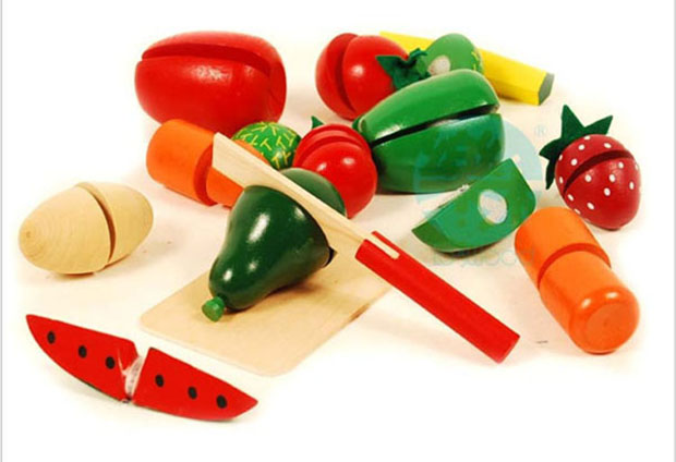 Bộ đồ chơi cắt củ quả bằng gỗ an toàn cho bé
