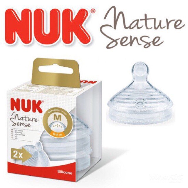 Bộ 2 núm ti NUK Silicone Nature Sense S2 - M NU21503