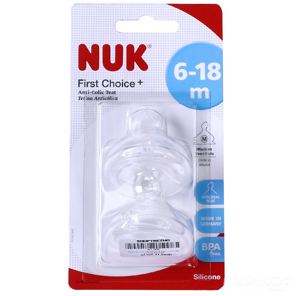 Bộ 2 núm ti NUK Silicone S2 - M hàng chính hãng tại Winmart.onl