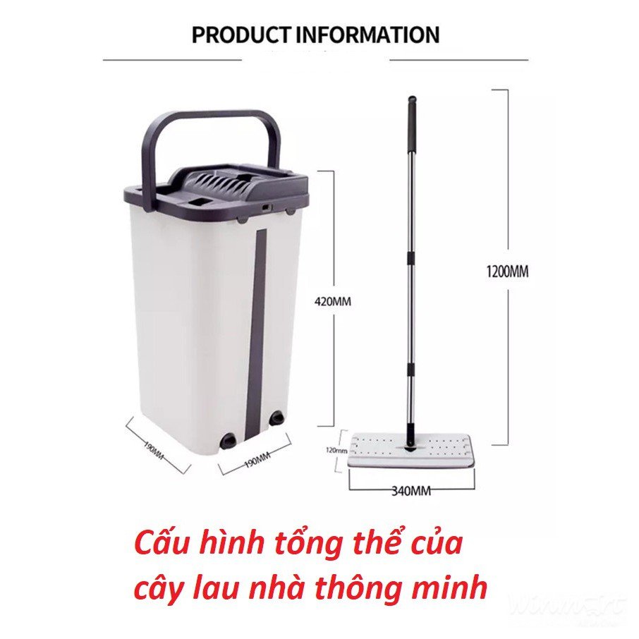 Bộ cây lau nhà tự vắt thông minh thiết kế thông minh tiện dụng