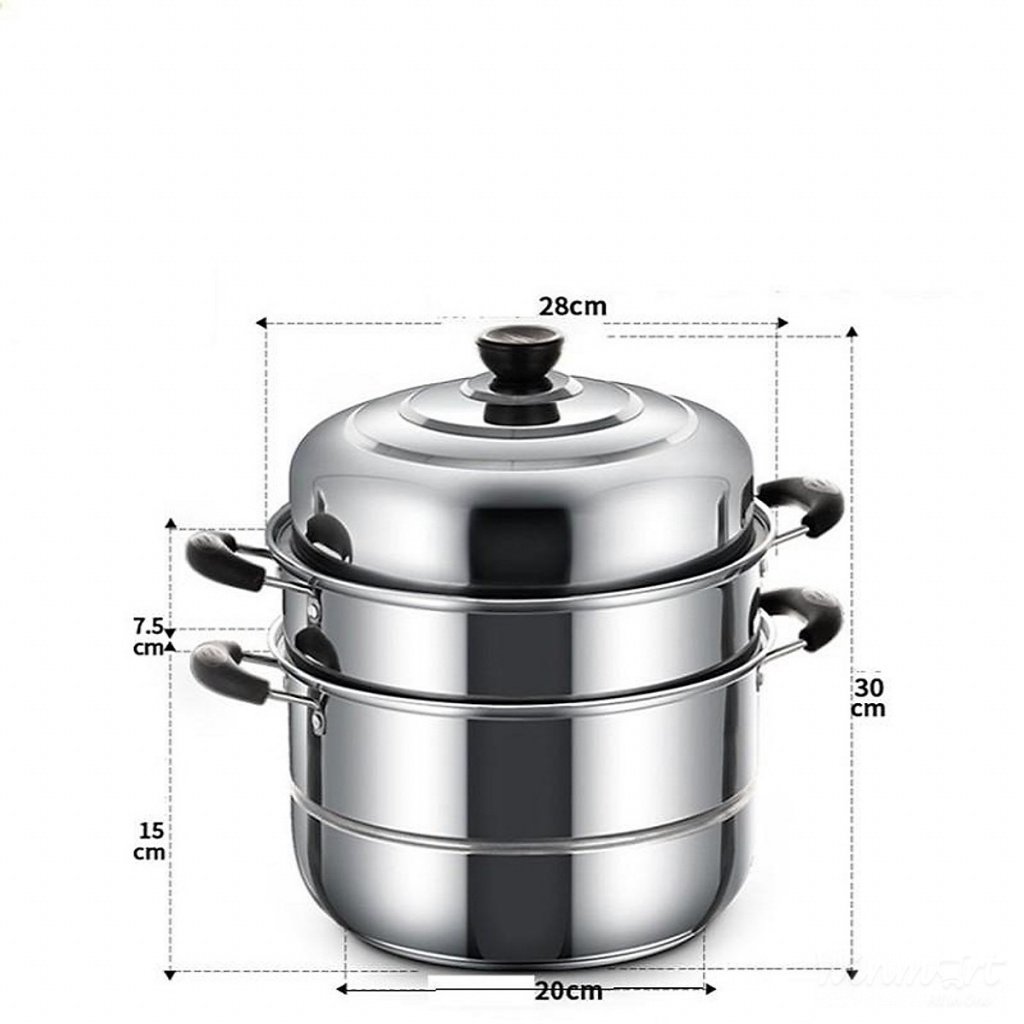 Bộ nồi hấp inox 3 tầng đường kính 28cm