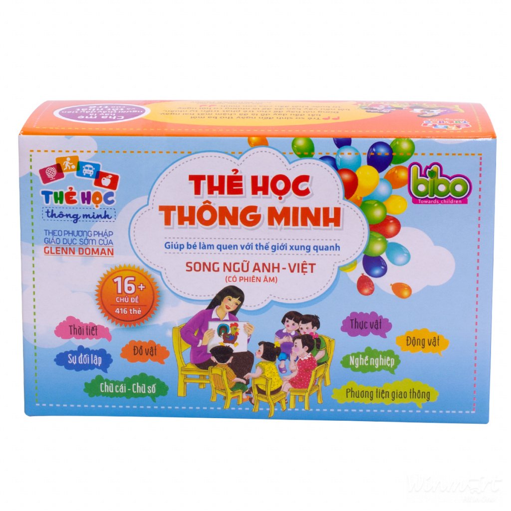 Combo 2 Bộ thẻ vừa học vừa chơi song ngữ Anh Việt cho Bé 16 tháng +