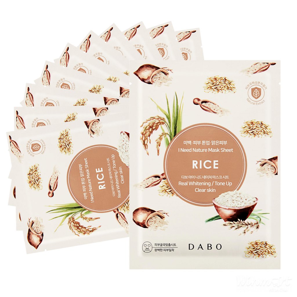 Hộp 10 Mặt nạ Cao cấp tinh chất Gạo Dabo I Need Nature Mask Sheet Rice 23g