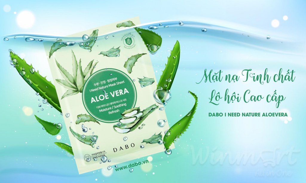 Hộp 10 Mặt nạ Cao cấp tinh chất Lô Hội Dabo I Need Nature Mask Sheet Aloevera 23g