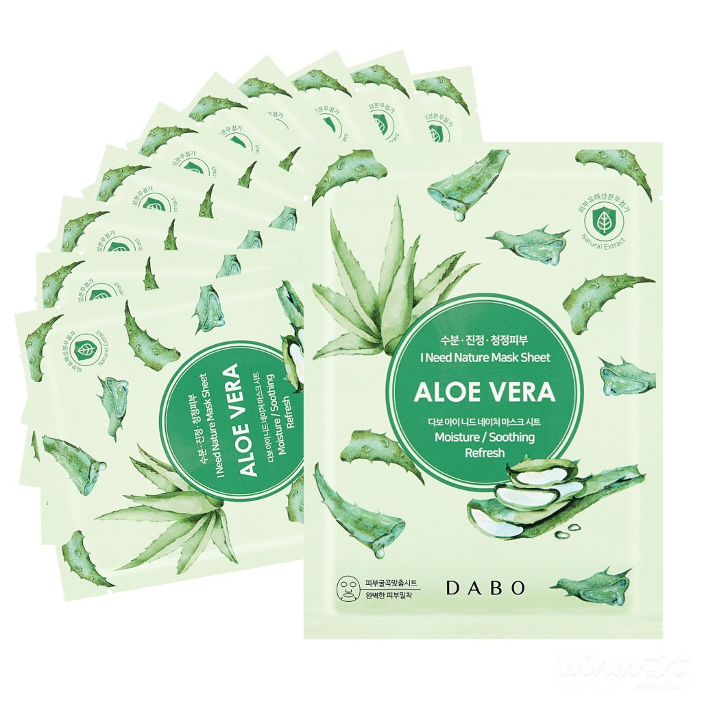 Hộp 10 Mặt nạ Cao cấp tinh chất Lô Hội Dabo I Need Nature Mask Sheet Aloevera 23g