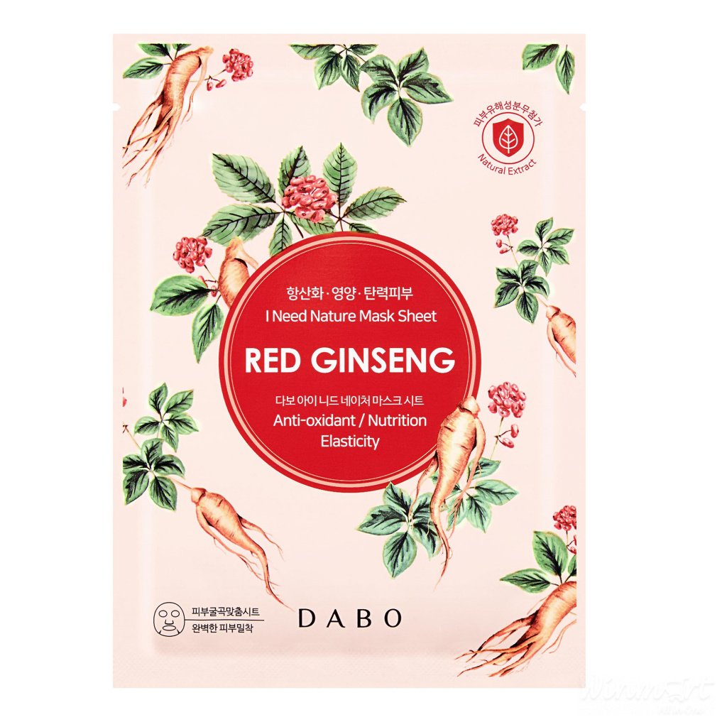 Hộp 10 Mặt nạ Cao cấp tinh chất Nhân Sâm Dabo I Need Nature Mask Sheet Red Ginseng 23g