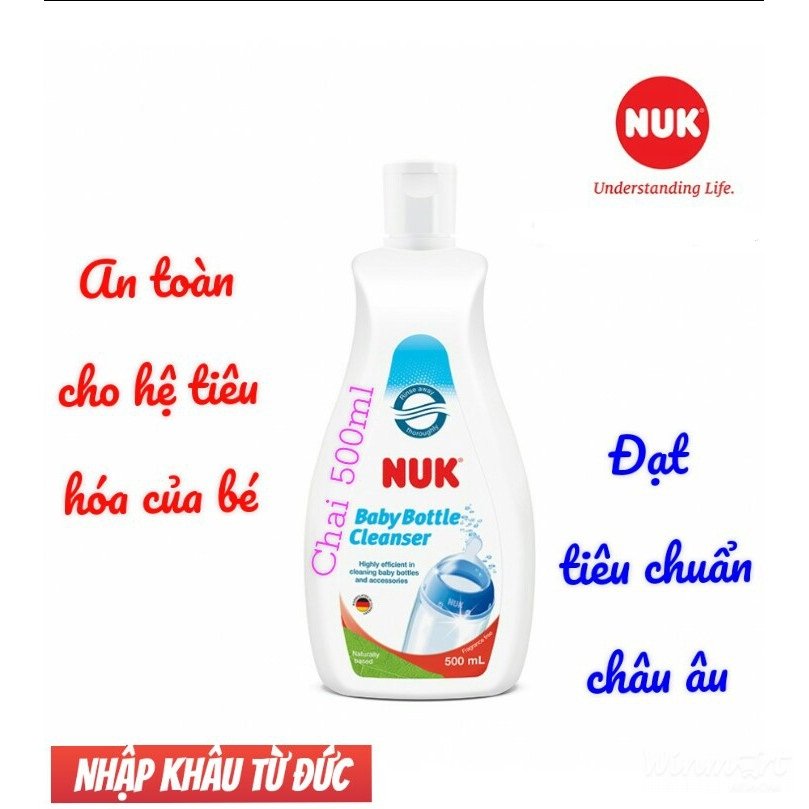 Nước rửa bình sữa NUK chai 500ml NU21460 an toàn tuyệt đối cho bé