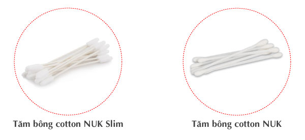 Tăm bông cotton NUK Slim và tăm bông Cotton NUK