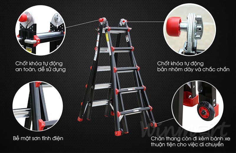 Thang nhôm gấp đa năng NKB-47 thiết kế thông minh tiện dụng