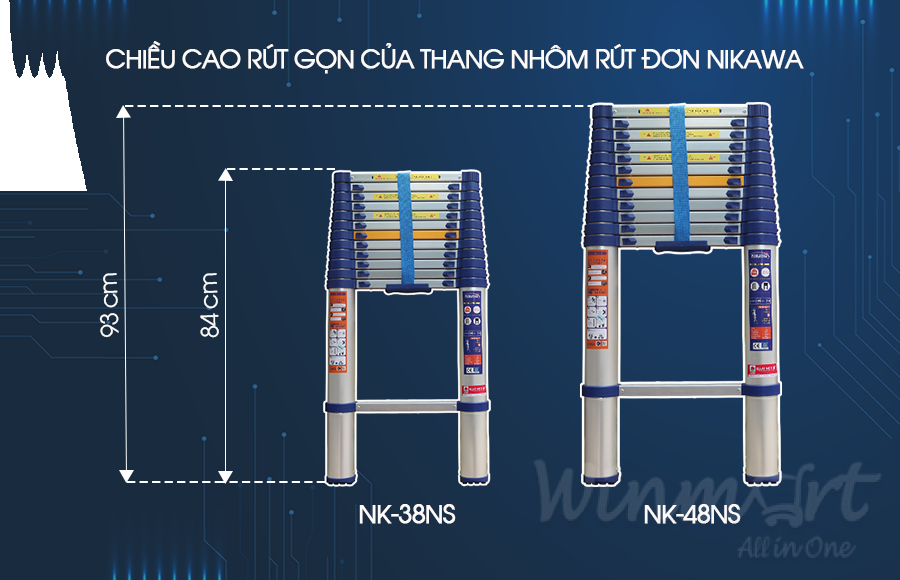 Thang nhôm rút đơn cải tiến NK-48NS hàng chính hãng tại Winmart.onl